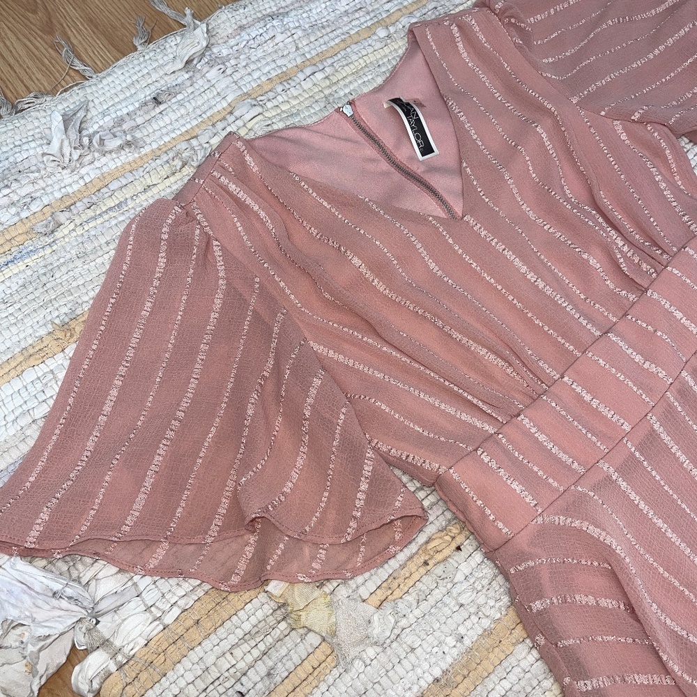 Julian Taylor New York Pink Chiffon Fit and Flare Midi Dress Size 8 - Picture 6 of 8